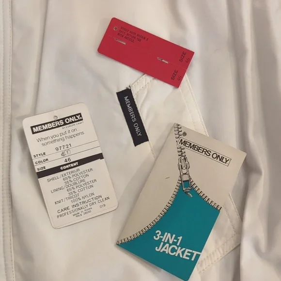 Vintage Members Only Jacket‎ size 46 White Blue 3 in 1 Convertible Vest - Picture 15 of 16